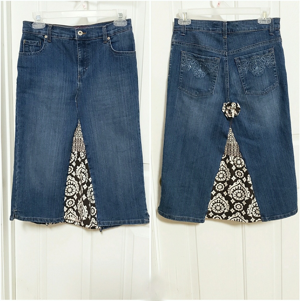 Upcycled denim boho skirt - Picture 2 of 2